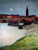 The New Bridge and Dalbade by Henri Martin — ships oil painting wall art, Divisionism