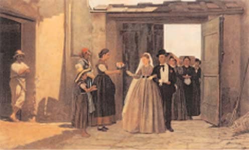 The newlyweds by Silvestro Lega — hand-painted portrait oil painting reproduction on canvas