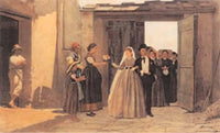 The newlyweds by Silvestro Lega — hand-painted portrait oil painting reproduction on canvas