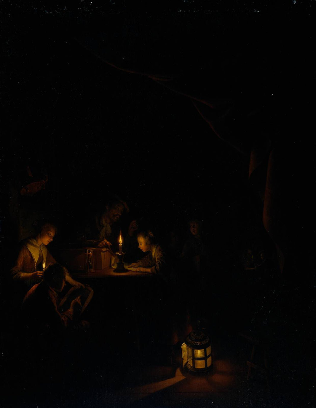 The Night School by Gerrit Dou, hand-painted landscape oil painting reproduction on canvas