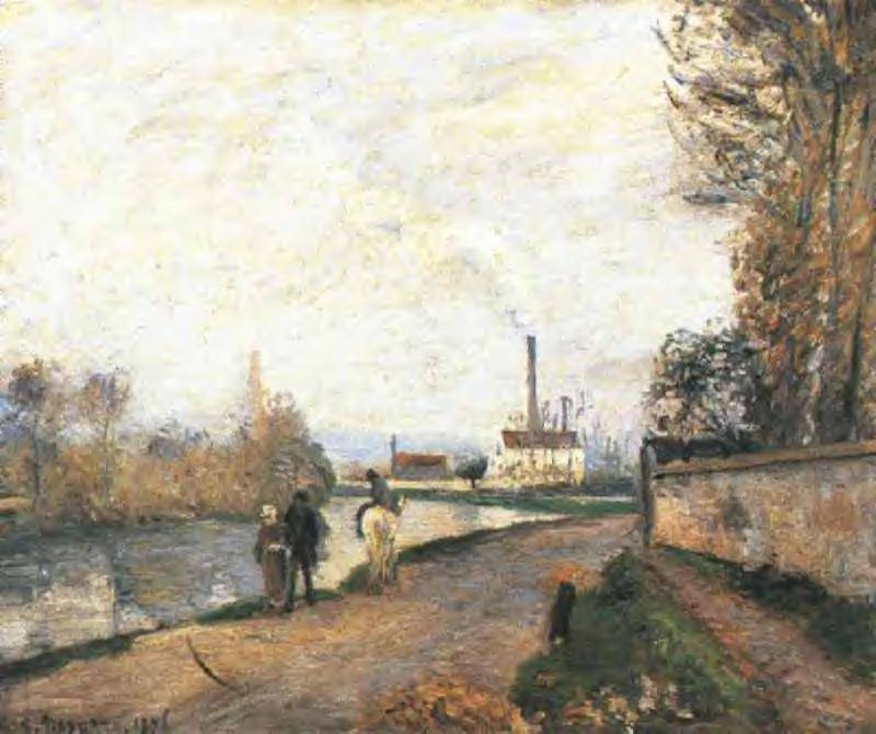 The Oise at Pontoise in Bad Weather - Camille Pissarro