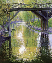 The Old Bridge, France by Guy Rose — hand-painted botanical oil painting reproduction on canvas