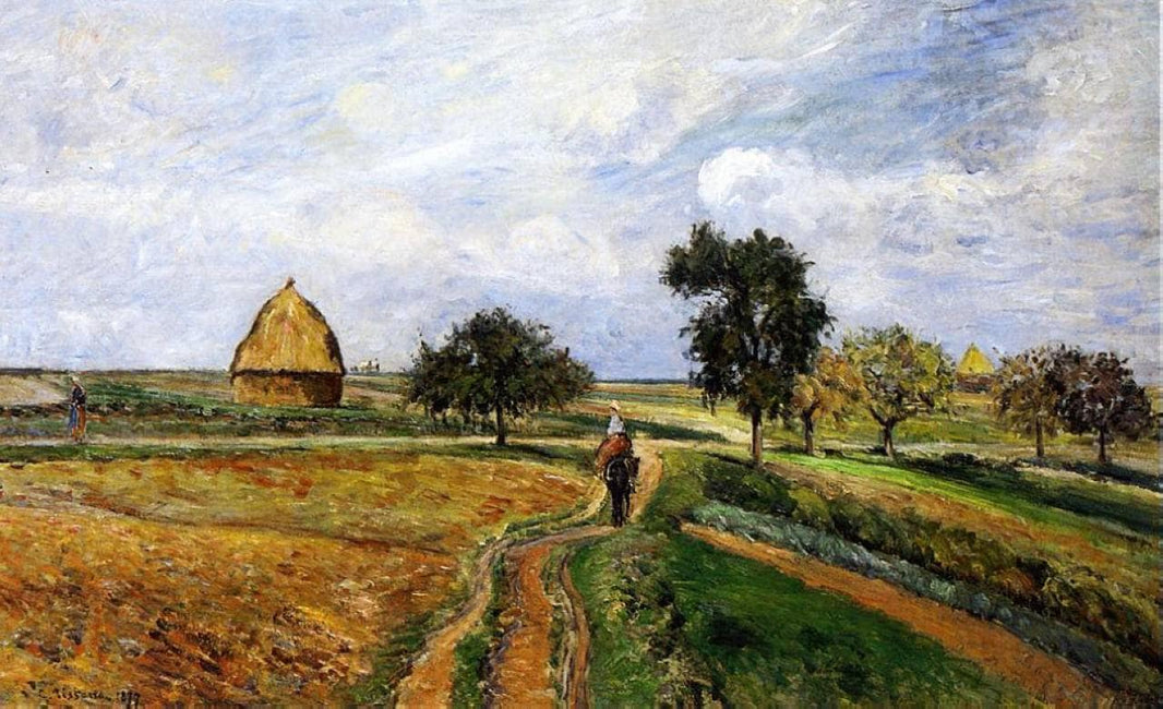 The Old Ennery Road in Pontoise by Camille Pissarro — hand-painted landscape oil painting reproduction on canvas