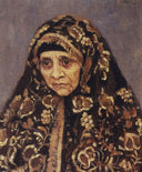 The old woman with a patterned headscarf by Vasily Surikov — hand-painted portrait oil painting reproduction on canvas