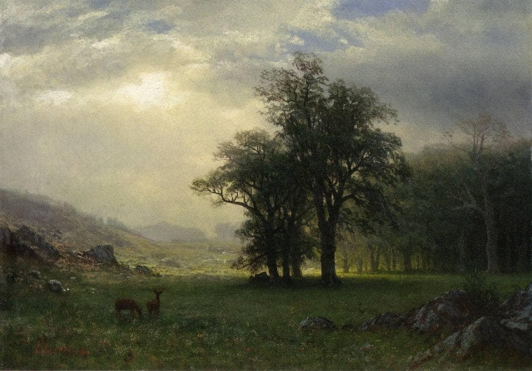 The Open Glen by Albert Bierstadt — hand-painted animal oil painting reproduction on canvas