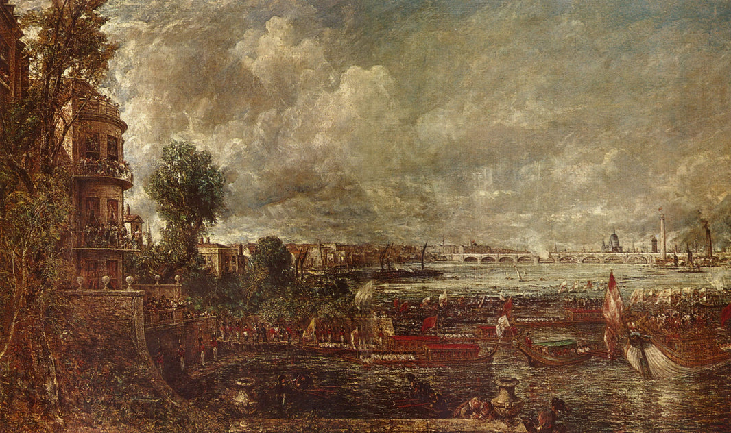 The Opening of Waterloo Bridge seen from Whitehall Stairs by John Constable — hand-painted cultural oil painting reproduction on canvas