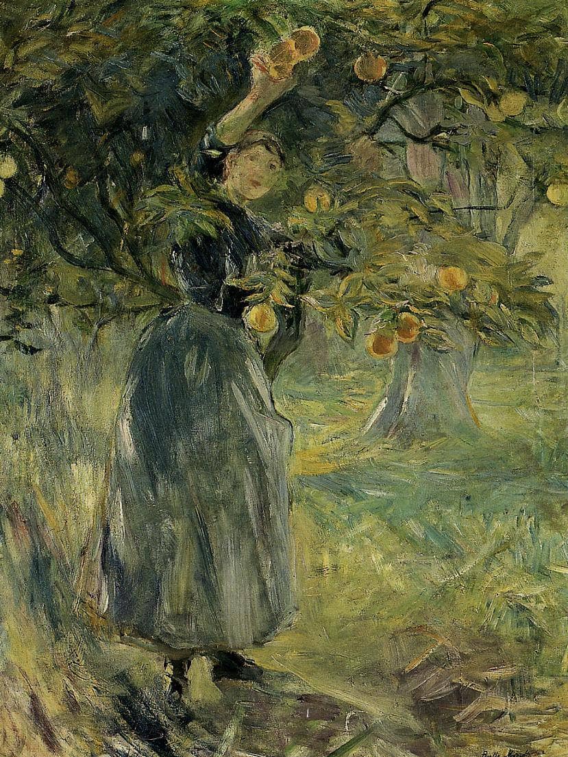 The Orange Picker by Berthe Morisot — hand-painted botanical oil painting reproduction on canvas