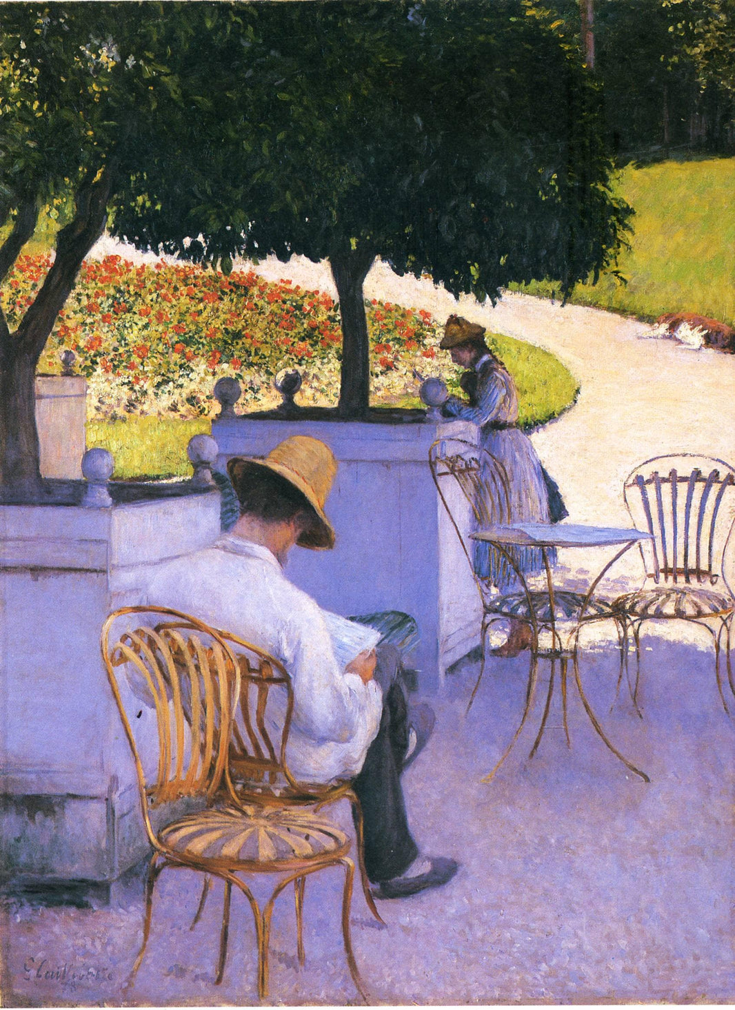 The Orange Trees or The Artist's Brother in His Garden by Gustave Caillebotte — hand-painted botanical oil painting reproduction on canvas