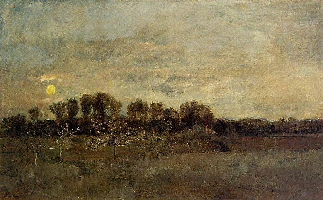 The Orchard at Sunset by Charles-Francois Daubigny — hand-painted botanical oil painting reproduction on canvas