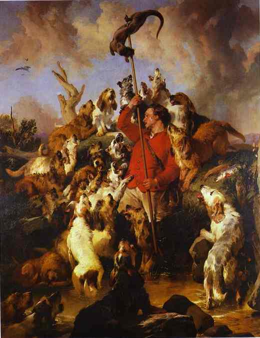 The Otter Hunt by Edwin Henry Landseer — hand-painted cultural oil painting reproduction on canvas