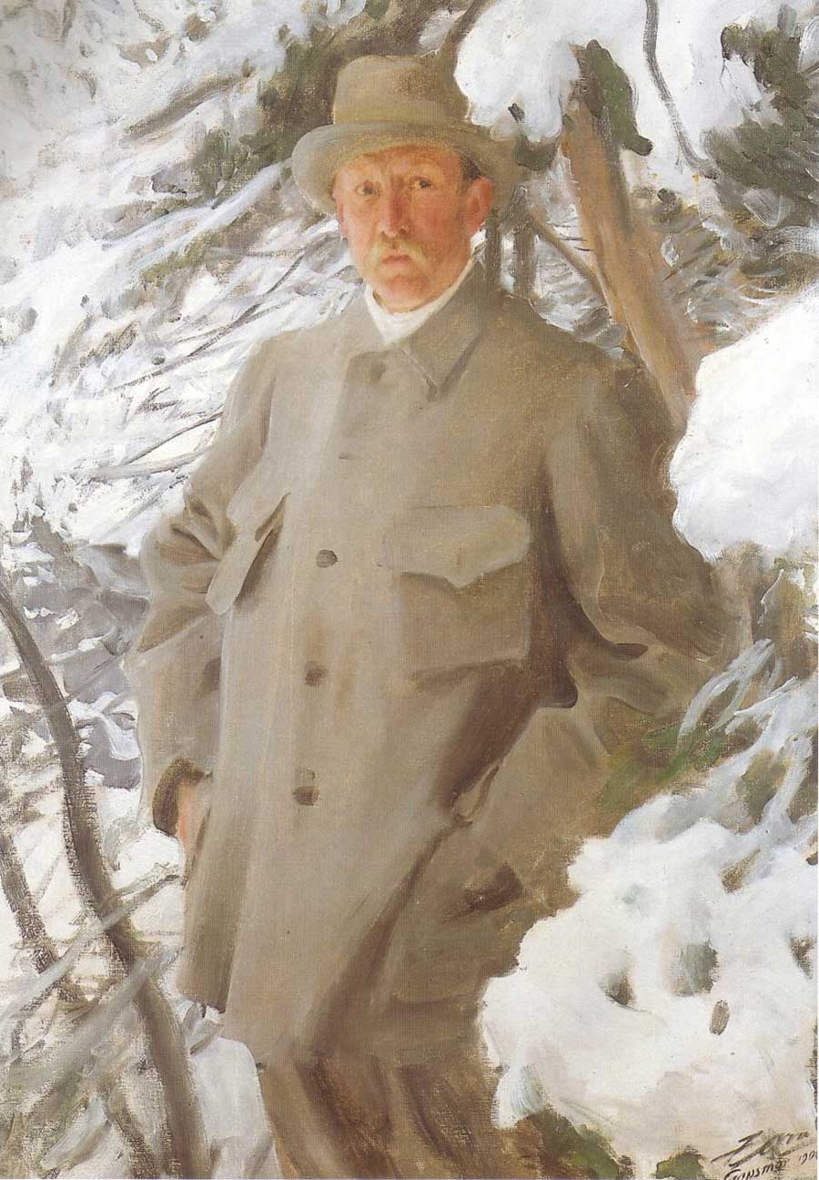 The Painter Bruno Liljefors by Anders Zorn — hand-painted portrait oil painting reproduction on canvas