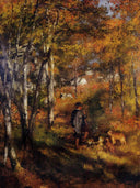 The Painter Jules Le Coeur Walking His Dogs in the Forest of Fontainebleau by Pierre-Auguste Renoir — hand-painted botanical oil painting reproduction on canvas