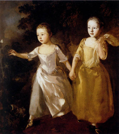 The Painter's Daughters chasing a Butterfly in home office