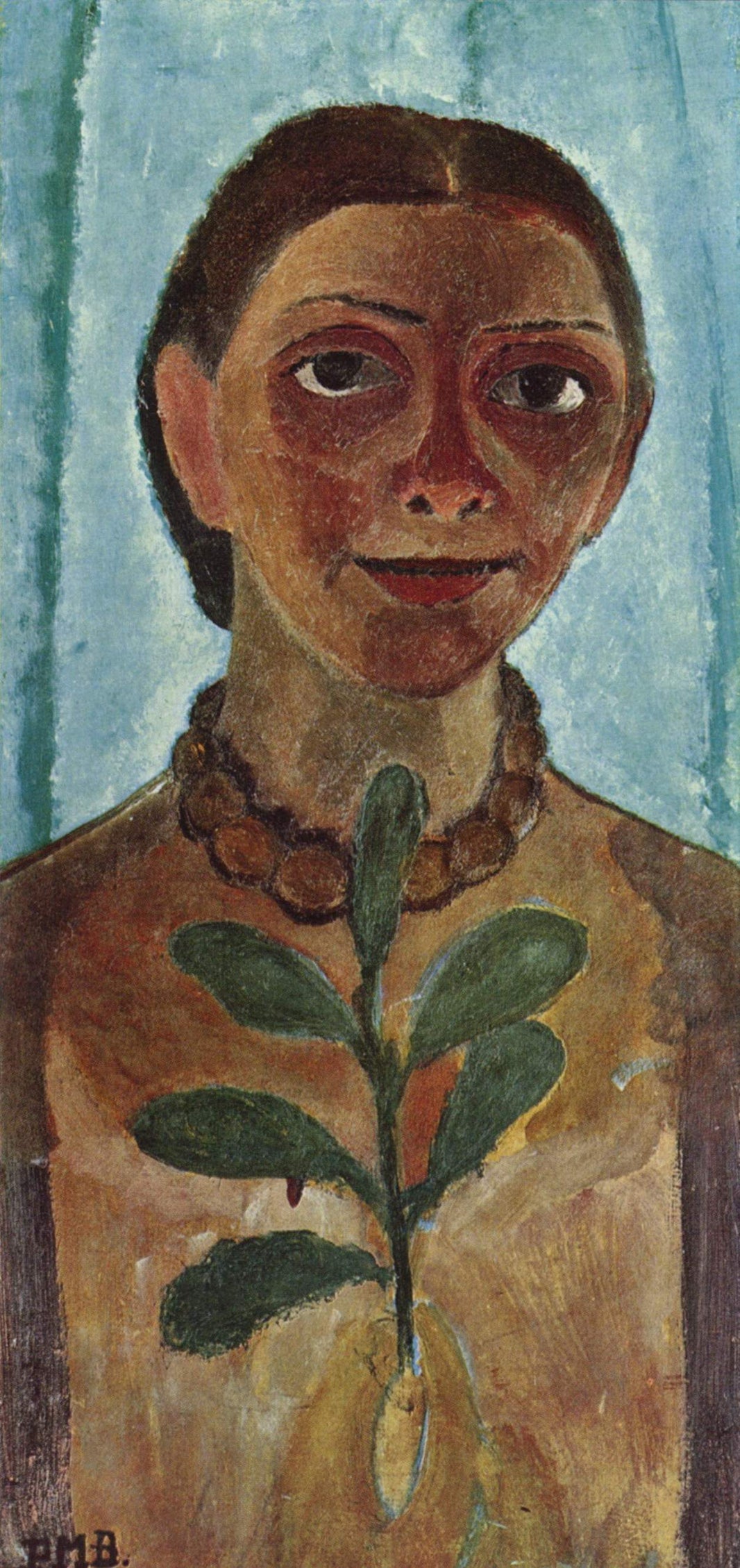 The Painter with Camellia Branch (Self-Portrait) by Paula Modersohn-Becker, hand-painted botanical oil painting reproduction on canvas