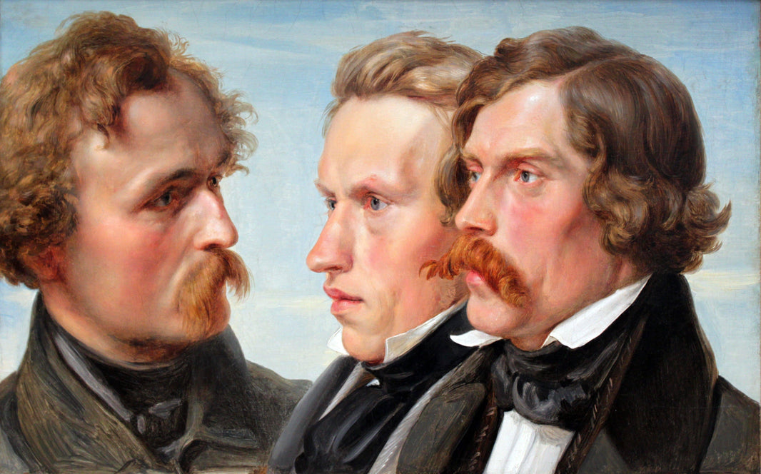 The Painters - Karl Friedrich Lessing, Carl Sohn and Theodor Hildebrandt by Karl Lessing — hand-painted portrait oil painting reproduction on canvas