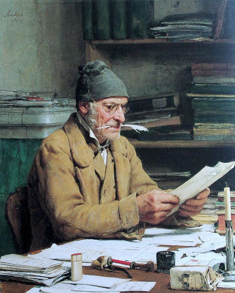 The parish clerk by Albrecht Anker — hand-painted portrait oil painting reproduction on canvas