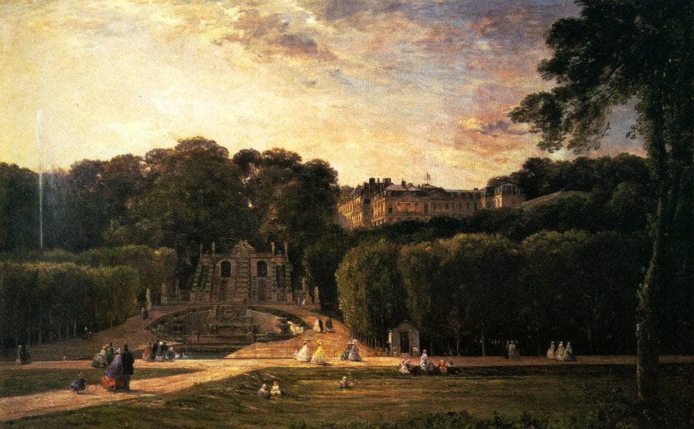 The Park at St. Cloud by Charles-Francois Daubigny — hand-painted architectural oil painting reproduction on canvas