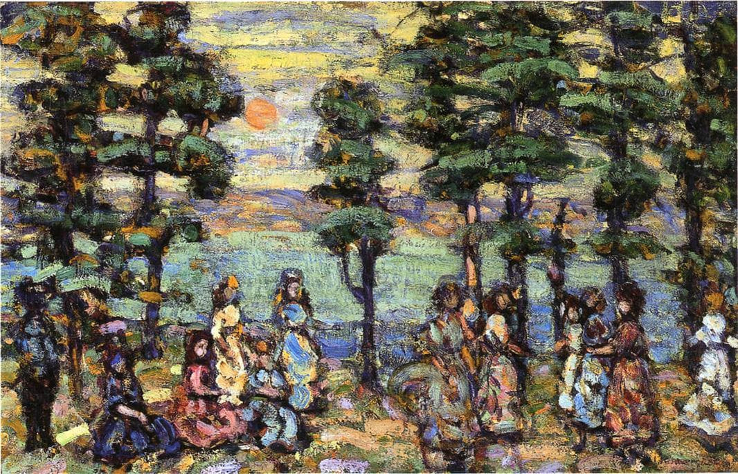 The Park at Sunset by Maurice Prendergast — hand-painted botanical oil painting reproduction on canvas
