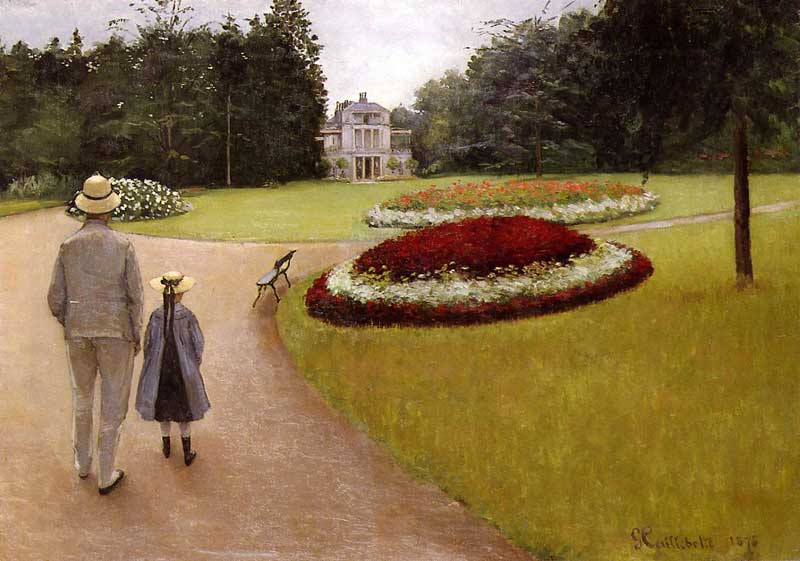 The Park on the Caillebotte Property at Yerres by Gustave Caillebotte — hand-painted botanical oil painting reproduction on canvas