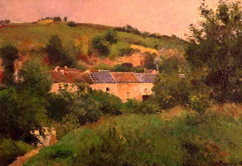 The Path in the Village by Camille Pissarro — hand-painted eco oil painting reproduction on canvas