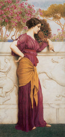 The Peacock Fan by John William Godward, male oil painting wall art, Neoclassicism