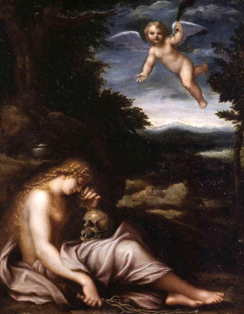 The Penitent Magdalen by Agostino Carracci — hand-painted cultural oil painting reproduction on canvas