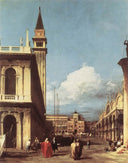 The Piazzetta, Looking toward the Clock Tower by Canaletto — hand-painted architectural oil painting reproduction on canvas
