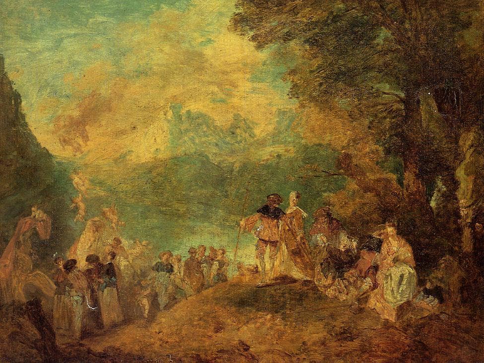 The Pilgrimage to Cythera (after Watteau) by Eugene Boudin — hand-painted landscape oil painting reproduction on canvas