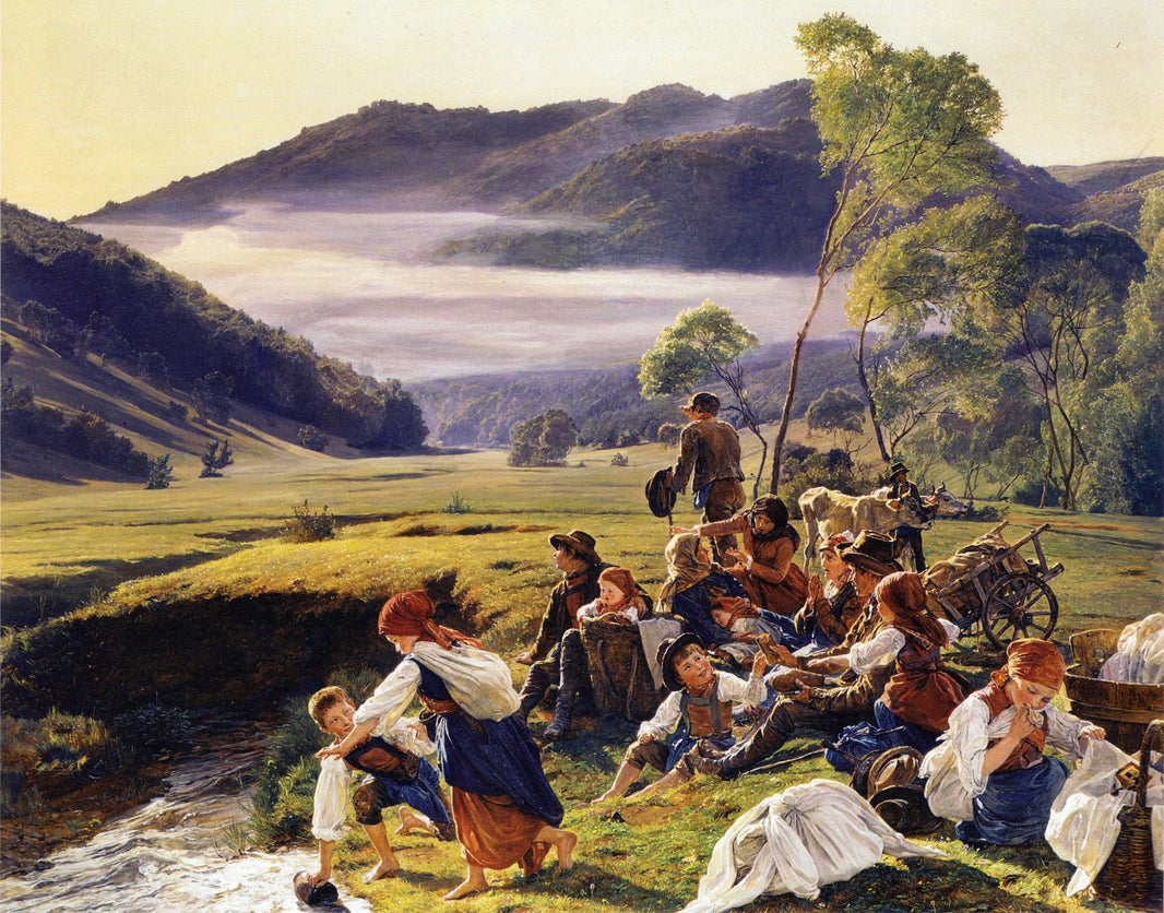 The pilgrims resting by Ferdinand Georg Waldmüller — hand-painted landscape oil painting reproduction on canvas