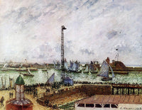 The pilot's jetty, Le Havre by Camille Pissarro — hand-painted architectural oil painting reproduction on canvas
