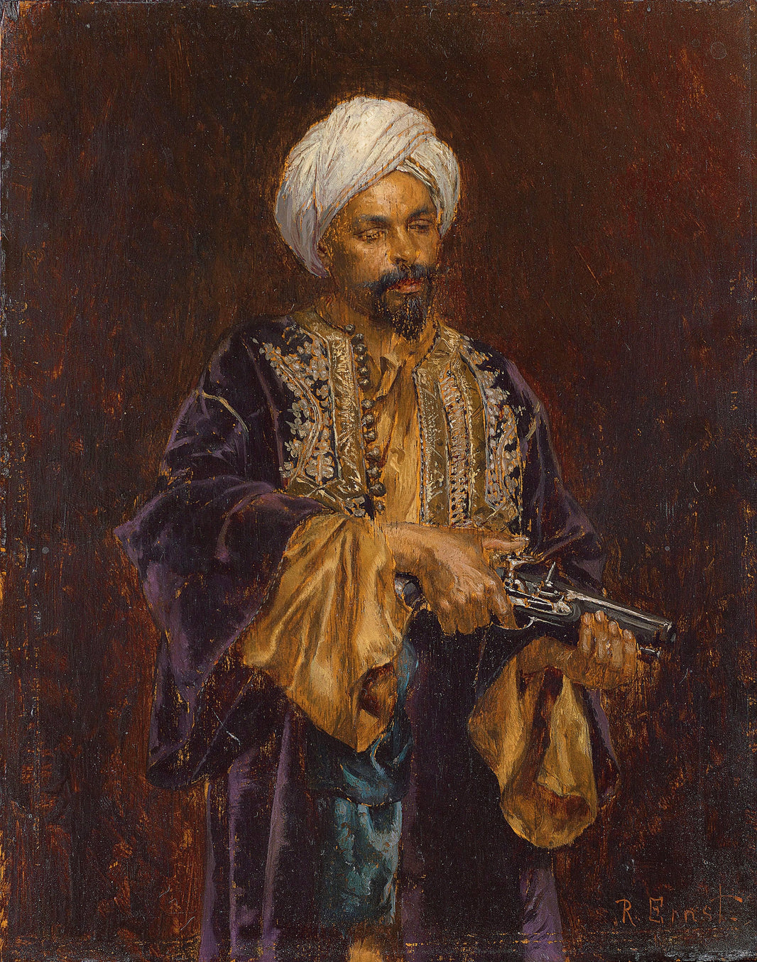 The Pistol by Rudolf Ernst — hand-painted portrait oil painting reproduction on canvas