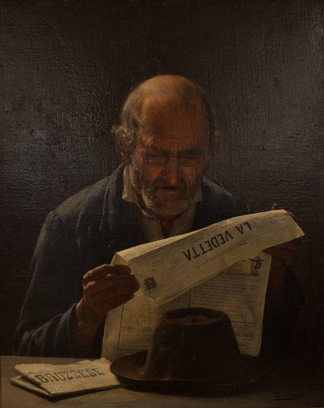 The Political Workman by Pasquale Celommi — hand-painted portrait oil painting reproduction on canvas