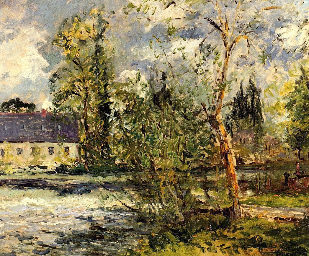 The Ponce Paper Factory on the Edge of the Sathe Woods by Maxime Maufra — hand-painted botanical oil painting reproduction on canvas