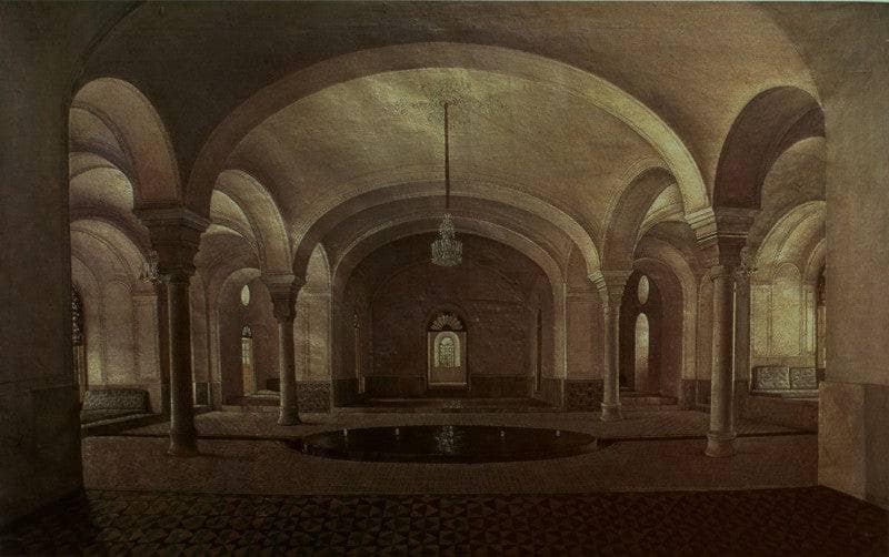The Pond House Of Sahebgharaniye Palace by Kamal-ol-Molk — hand-painted architectural oil painting reproduction on canvas