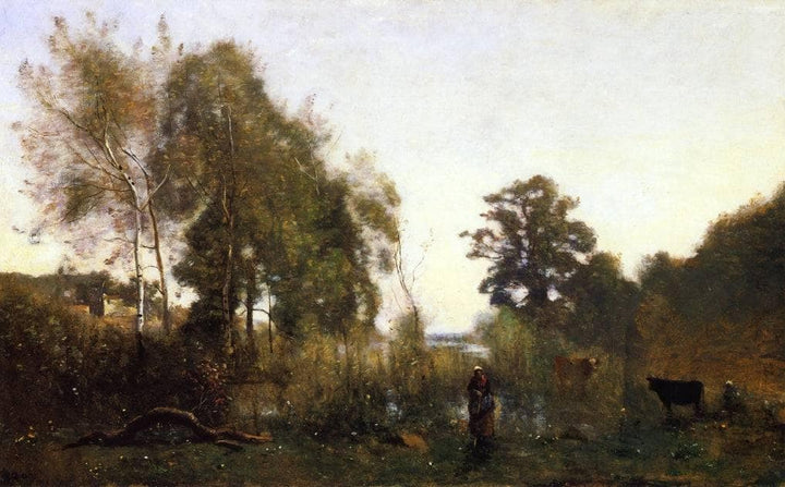 The Ponds of Ville d'Avray by Camille Corot — hand-painted animal oil painting reproduction on canvas