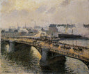 The Pont Boieldieu, Rouen, Sunset, Misty Weather by Camille Pissarro — seascapes oil painting wall art, Impressionism