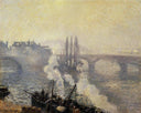 The Pont Corneille, Rouen, Morning Mist by Camille Pissarro — ships oil painting wall art, Impressionism
