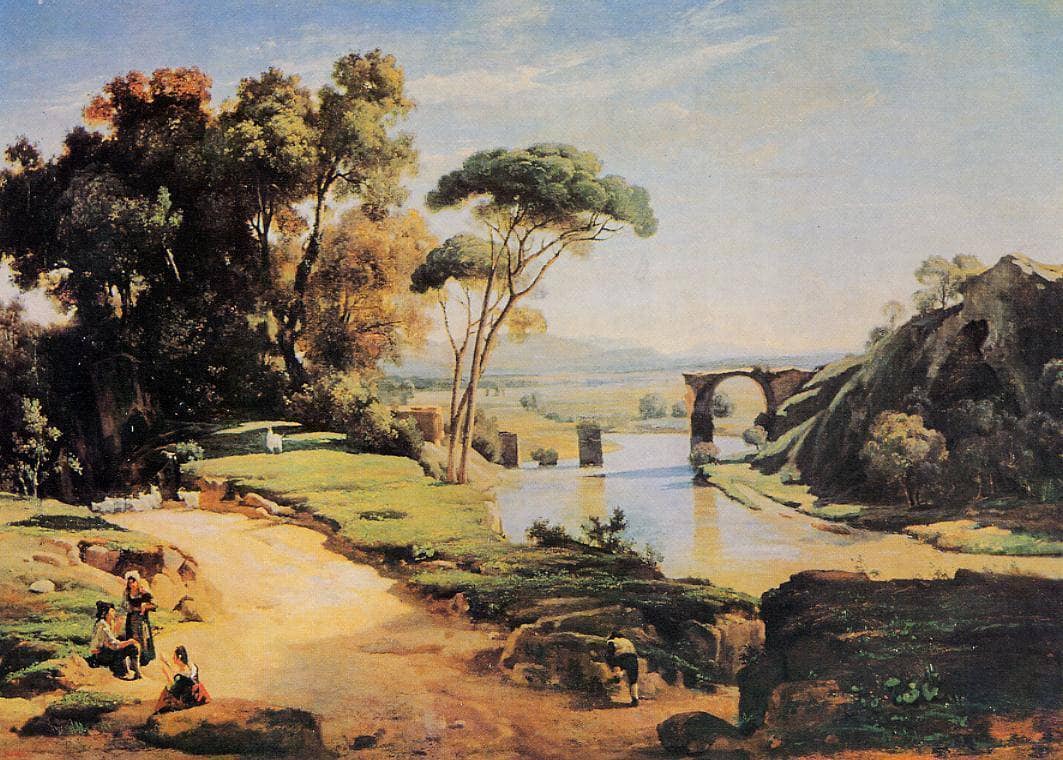 The Pont de Narni by Camille Corot — hand-painted botanical oil painting reproduction on canvas
