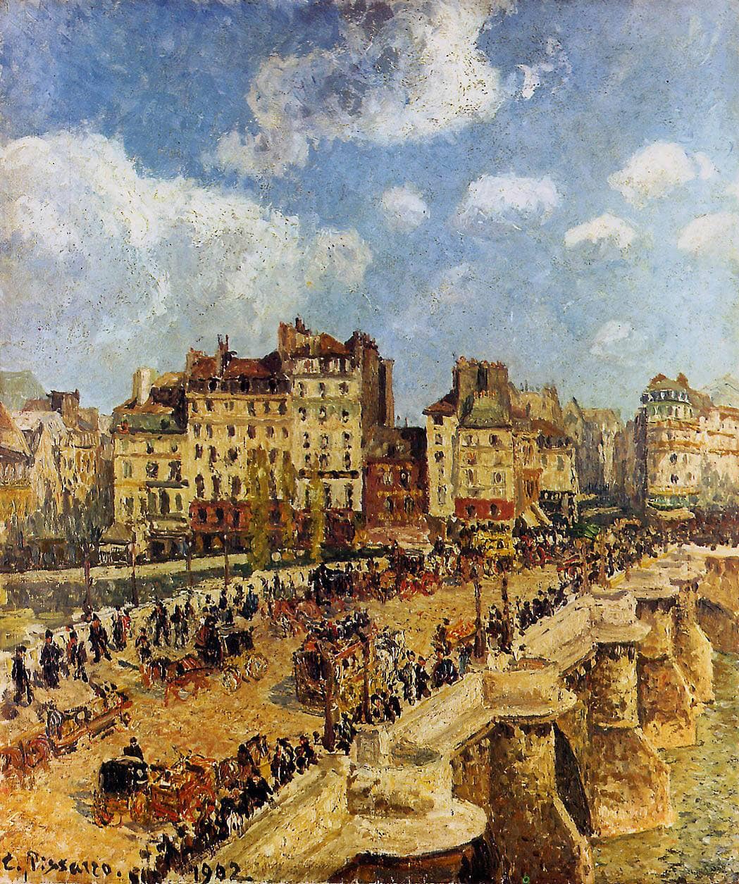 The Pont Neuf by Camille Pissarro — hand-painted architectural oil painting reproduction on canvas