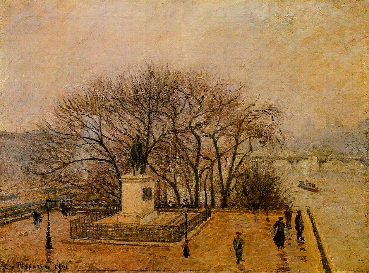 The Pont Neuf, Statue of Henri IV, Mist - Camille Pissarro