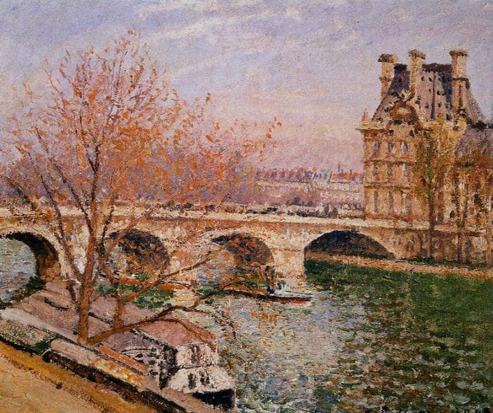 The Pont Royal and the Pavillion de Flore by Camille Pissarro — hand-painted landscape oil painting reproduction on canvas