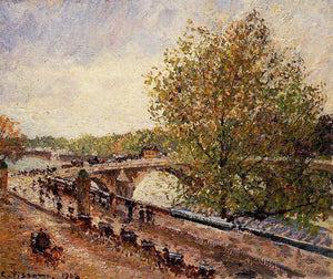 The Pont Royal, Grey Weather, Afternoon, Spring - Camille Pissarro