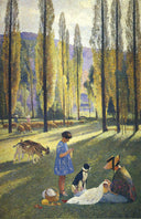 The Poplars by Henri Martin — male oil painting wall art, Divisionism