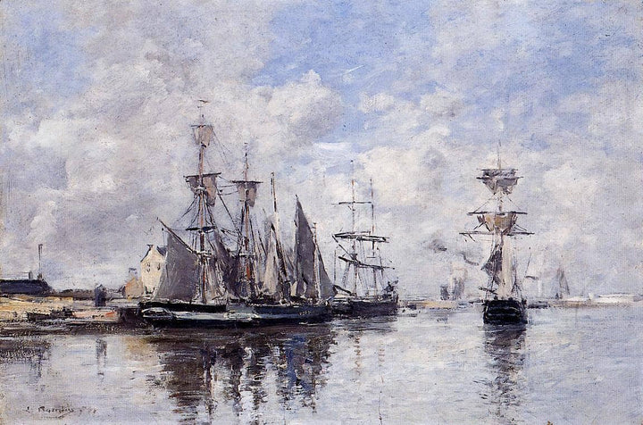 The Port of Deauville by Eugene Boudin — hand-painted landscape oil painting reproduction on canvas