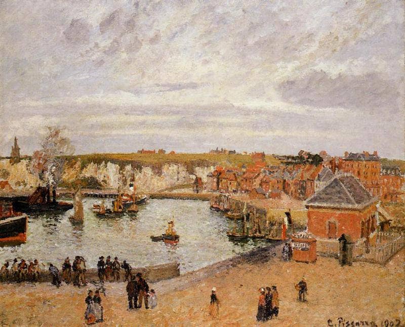 The Port of Dieppe by Camille Pissarro — hand-painted landscape oil painting reproduction on canvas