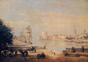 The Port of La Rochelle by Camille Corot — hand-painted landscape oil painting reproduction on canvas