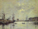 The Port of Le Havre (Dock of La Barre) by Eugene Boudin — vintage oil painting wall art, Impressionism
