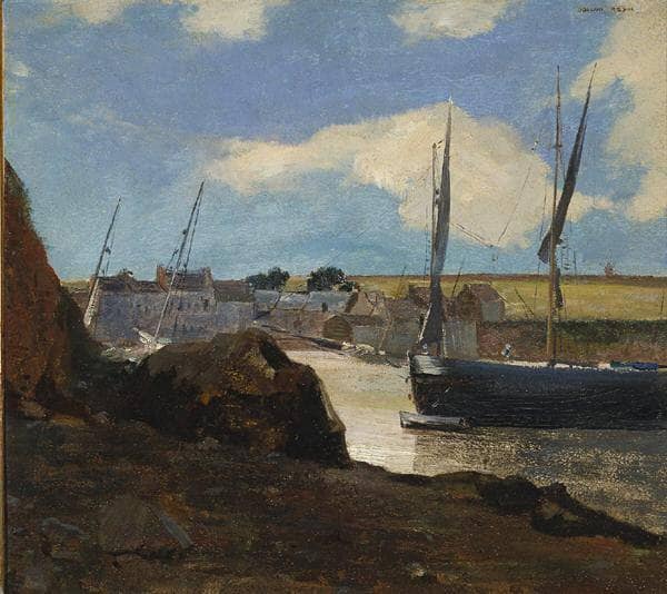 The Port of Morgat by Odilon Redon — hand-painted landscape oil painting reproduction on canvas