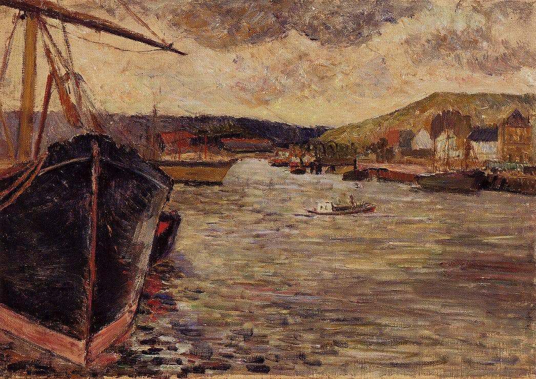 The Port Of Rouen by Paul Gauguin — hand-painted landscape oil painting reproduction on canvas