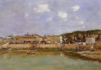The Port of Trouville, the Market Place and the Ferry by Eugene Boudin — hand-painted architectural oil painting reproduction on canvas